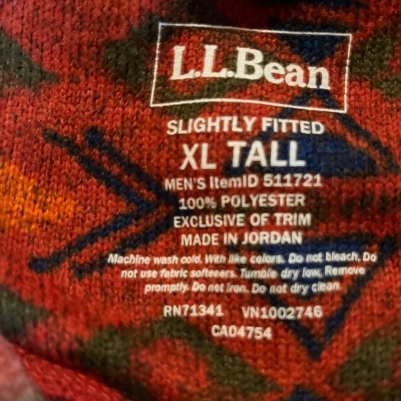 L.L.Bean XL Tall Aztec Snap Fleece Pullover - Picture 5 of 8